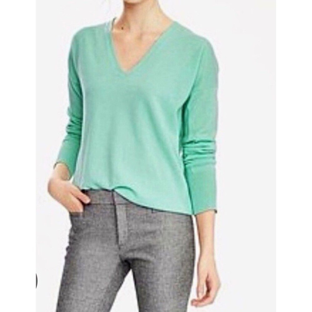 Talbots Cashmere Green V-Neck Knit Pullover Sweater Women’s S Long Sleeve